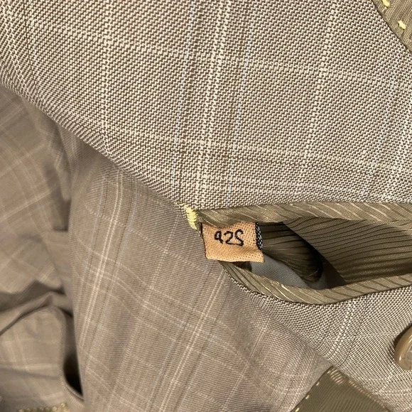 Luca Rossi Italia Suit Mens 42S 30W 30L Tan Plaid Superior 150s HighTech